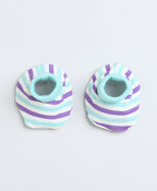 Bumzee Cream & Mint Striped Cap, Mitten & Bootie Set, 100% Cotton