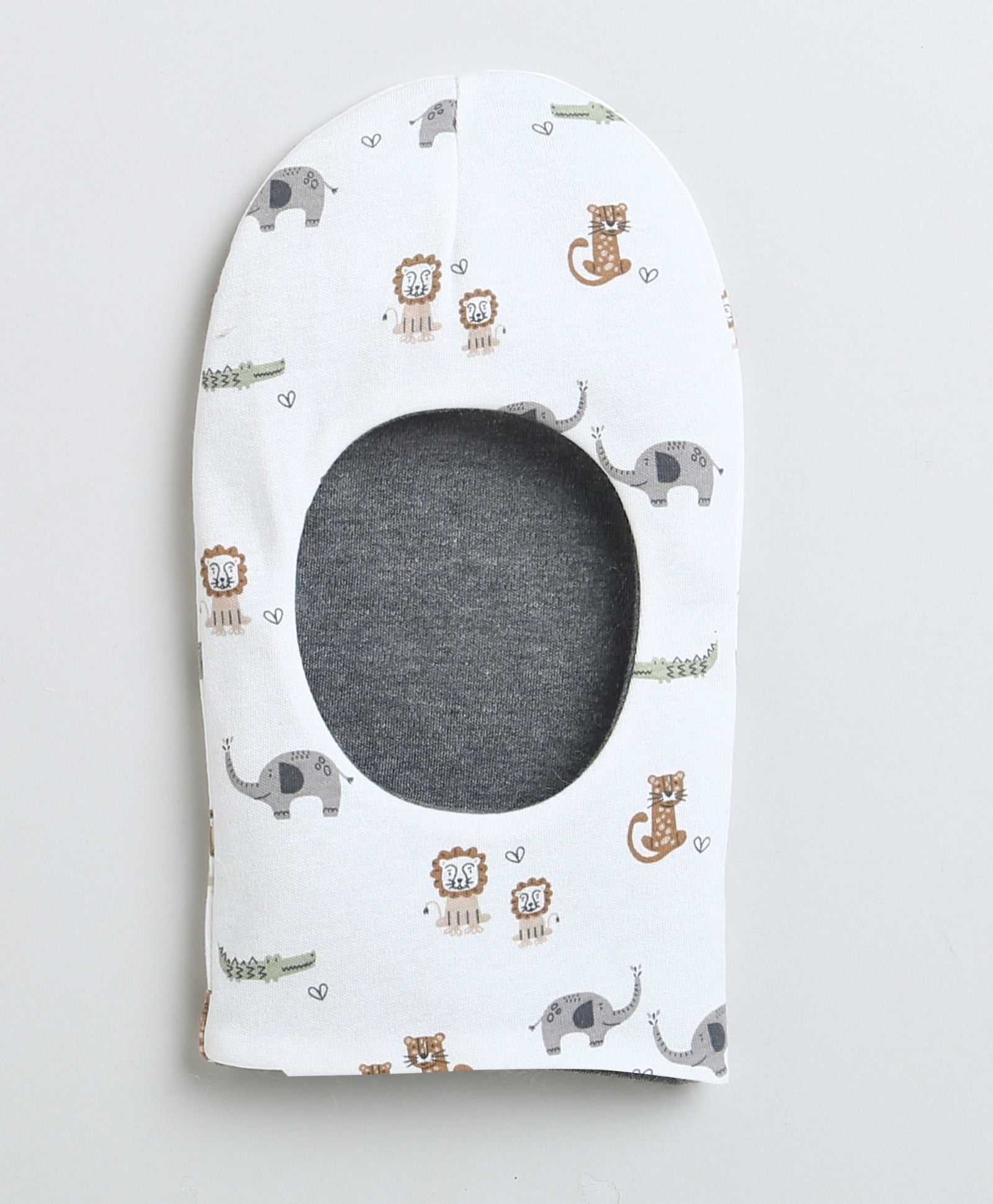 Boys 100% Cotton NA Monkey Cap - White & Grey