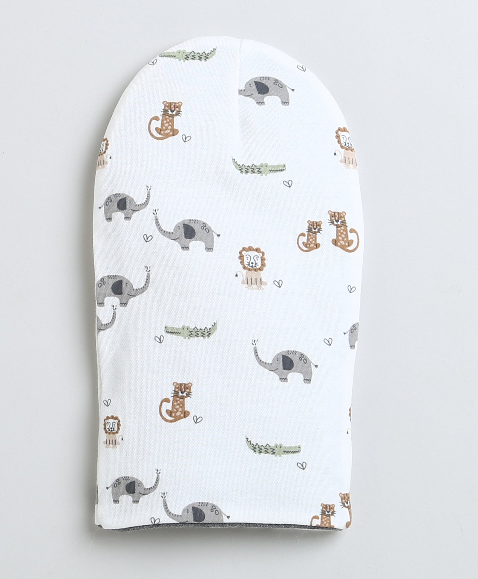 Boys 100% Cotton NA Monkey Cap - White & Grey