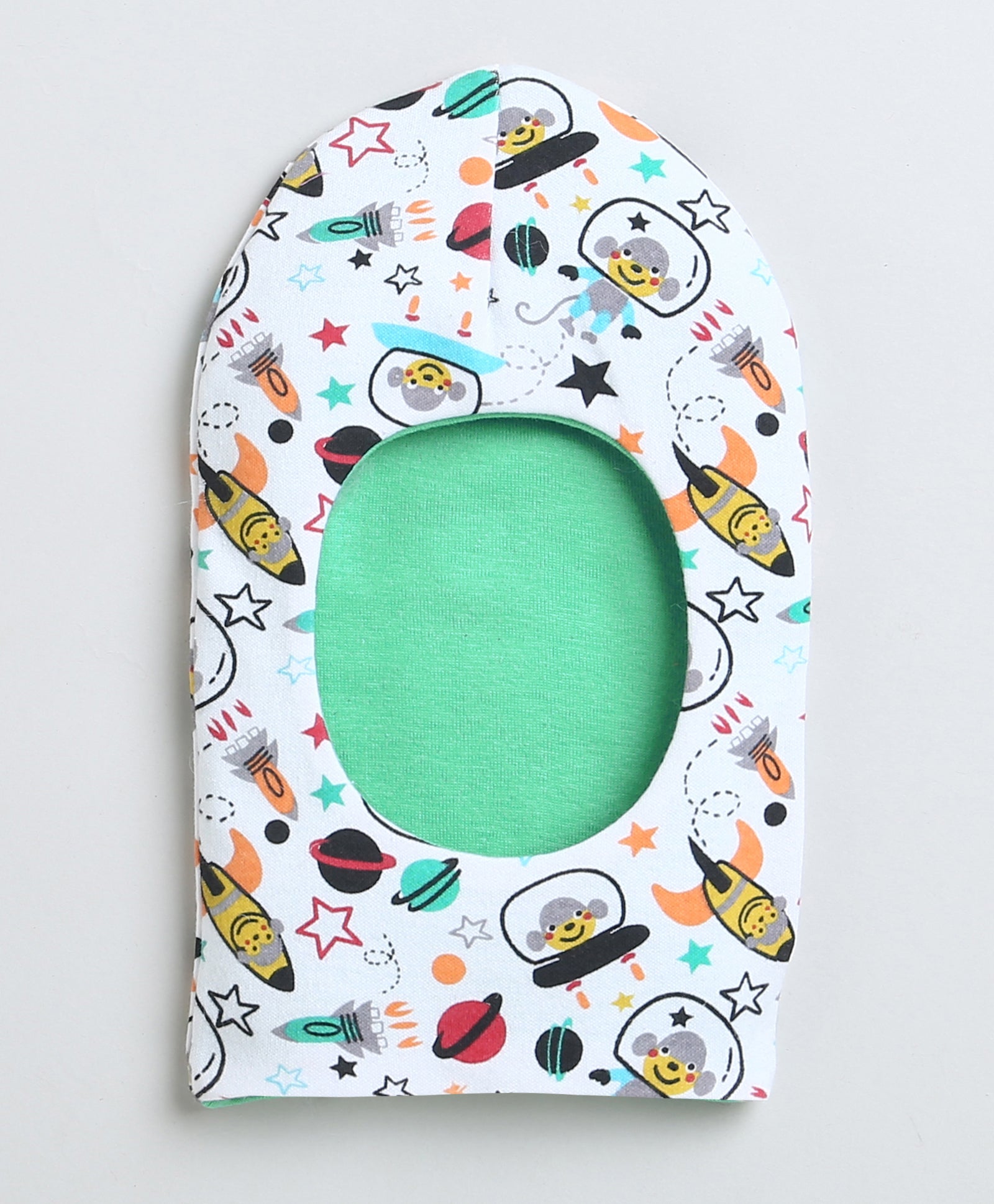 Girls 100% Cotton NA Monkey Cap - Green & White