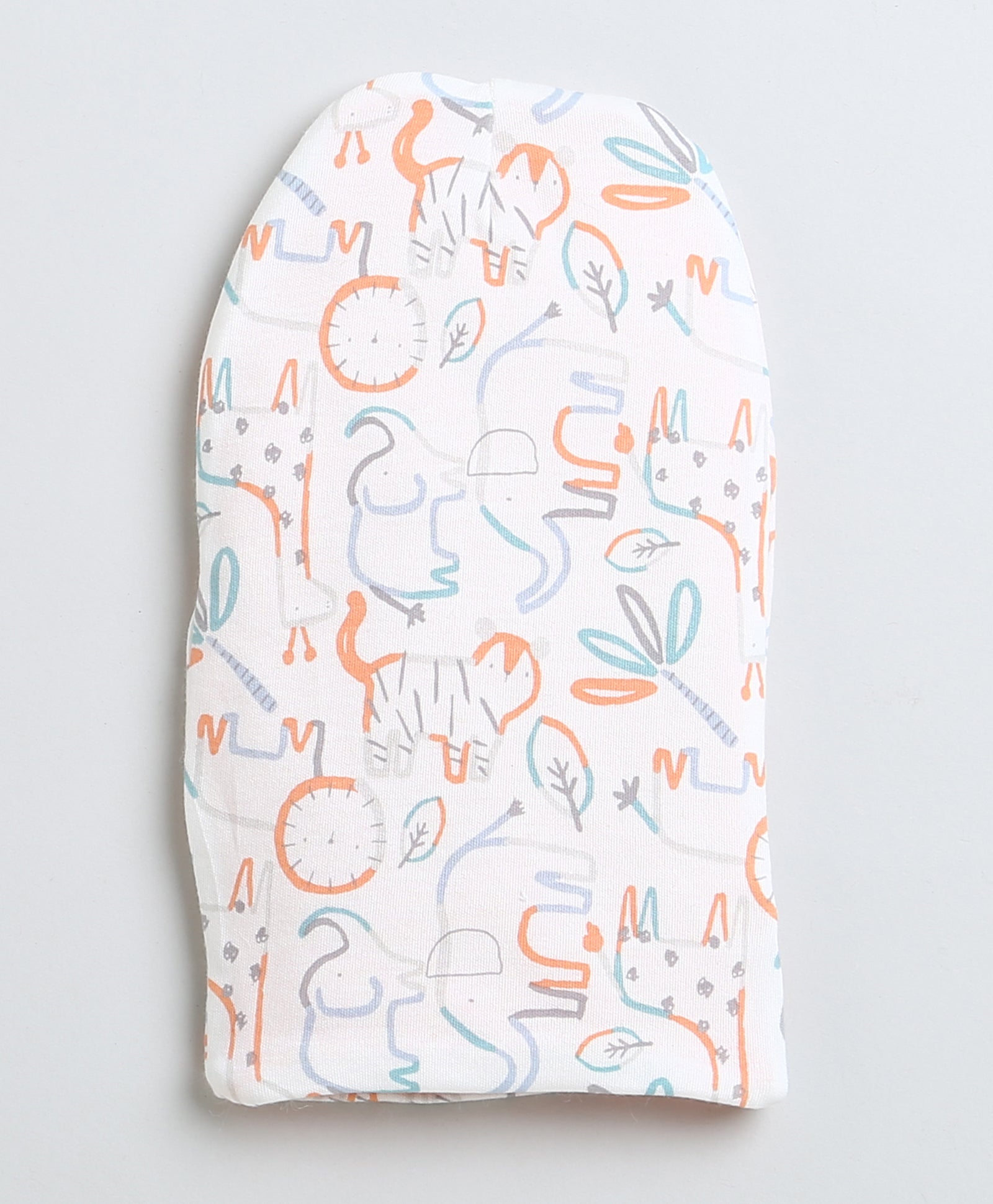 Boys 100% Cotton NA Monkey Cap - White & Orange