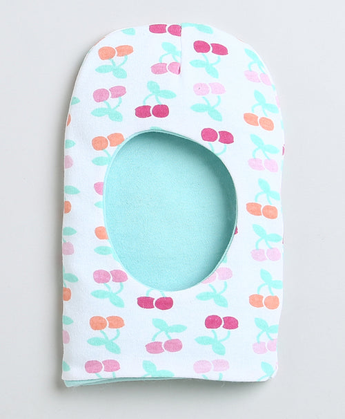 Girls 100% Cotton NA Monkey Cap - White & Mint
