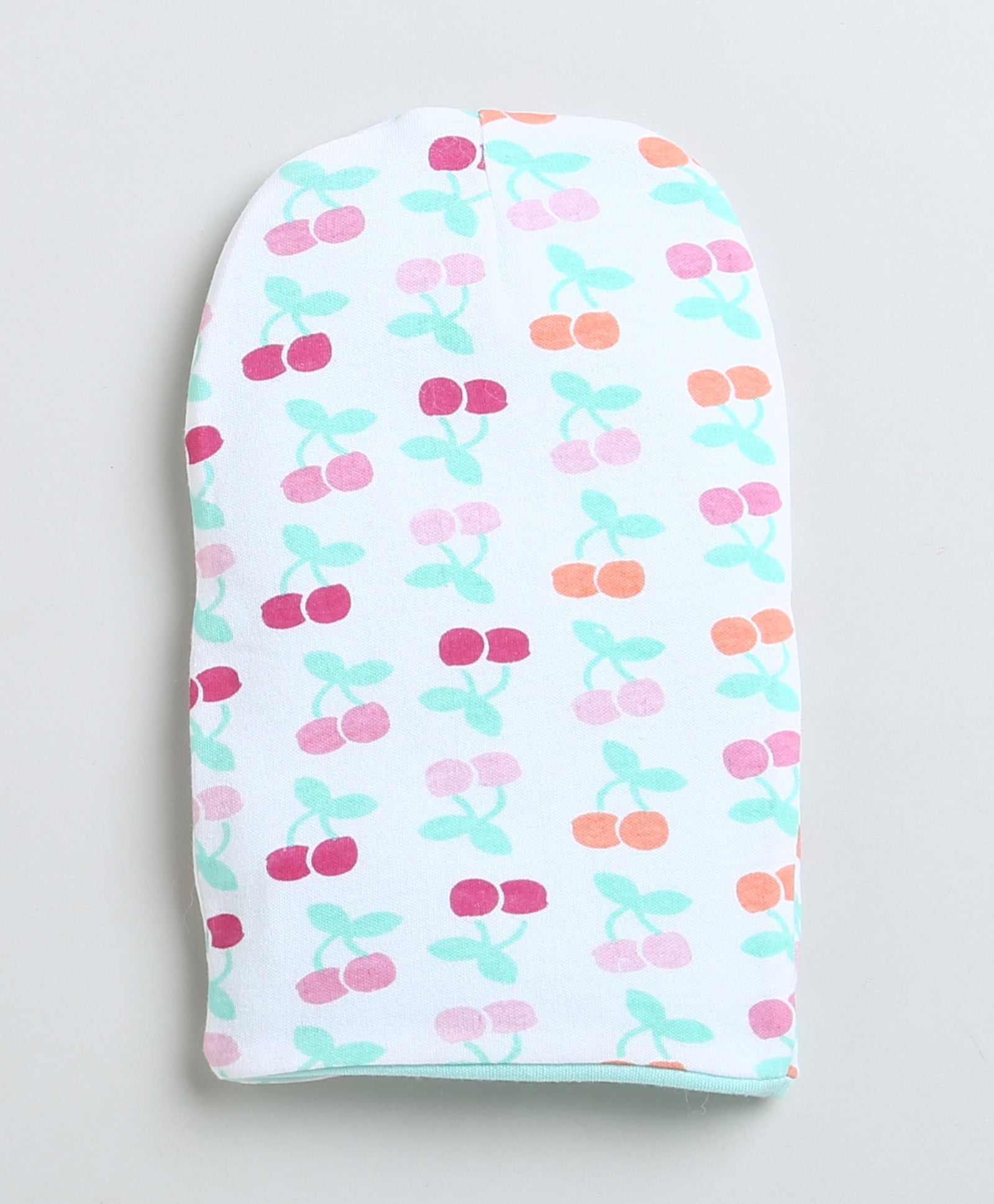 Girls 100% Cotton NA Monkey Cap - White & Mint