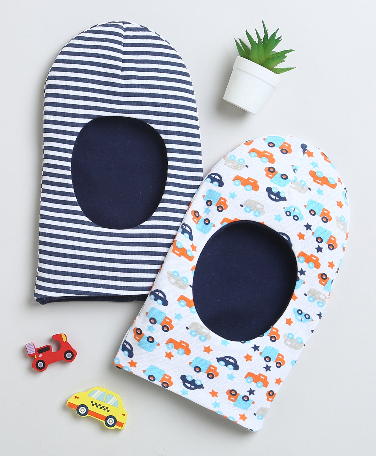 Boys 100% Cotton NA Monkey Cap - Navy & White