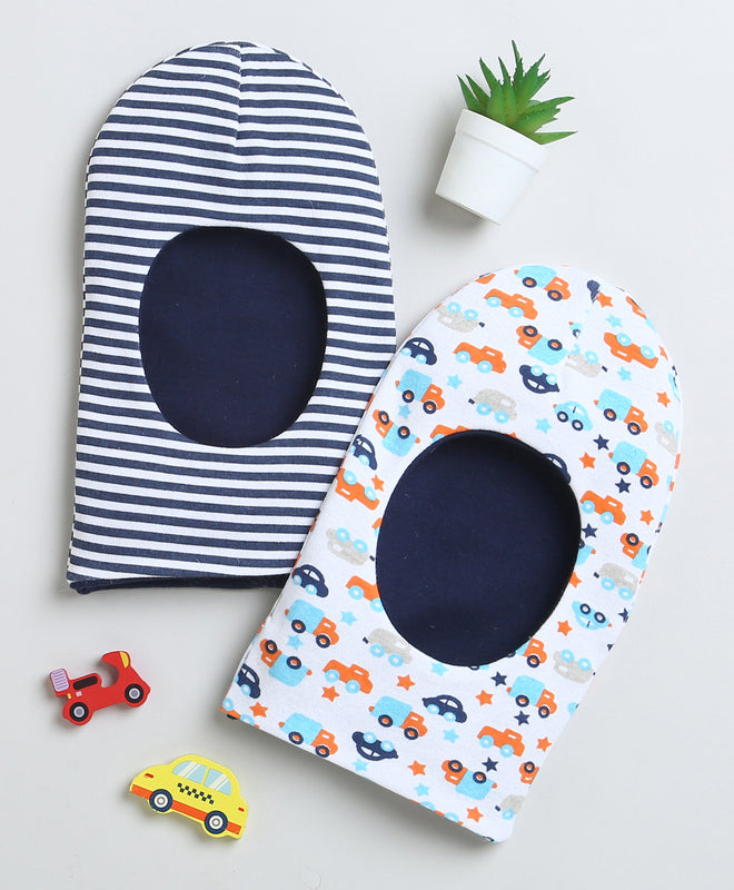 Boys 100% Cotton NA Monkey Cap - Navy & White