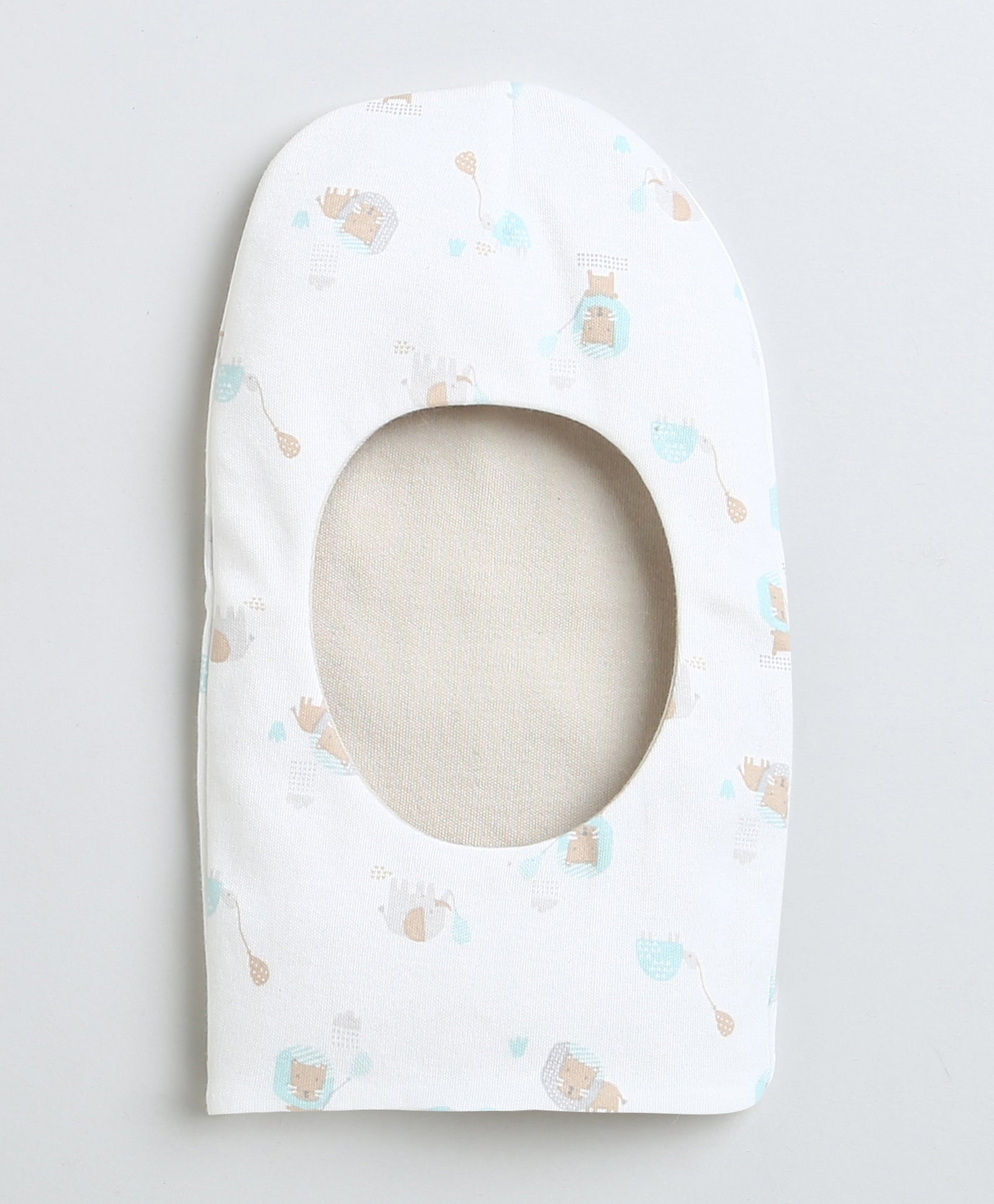 Girls 100% Cotton NA Monkey Cap - Beige & White