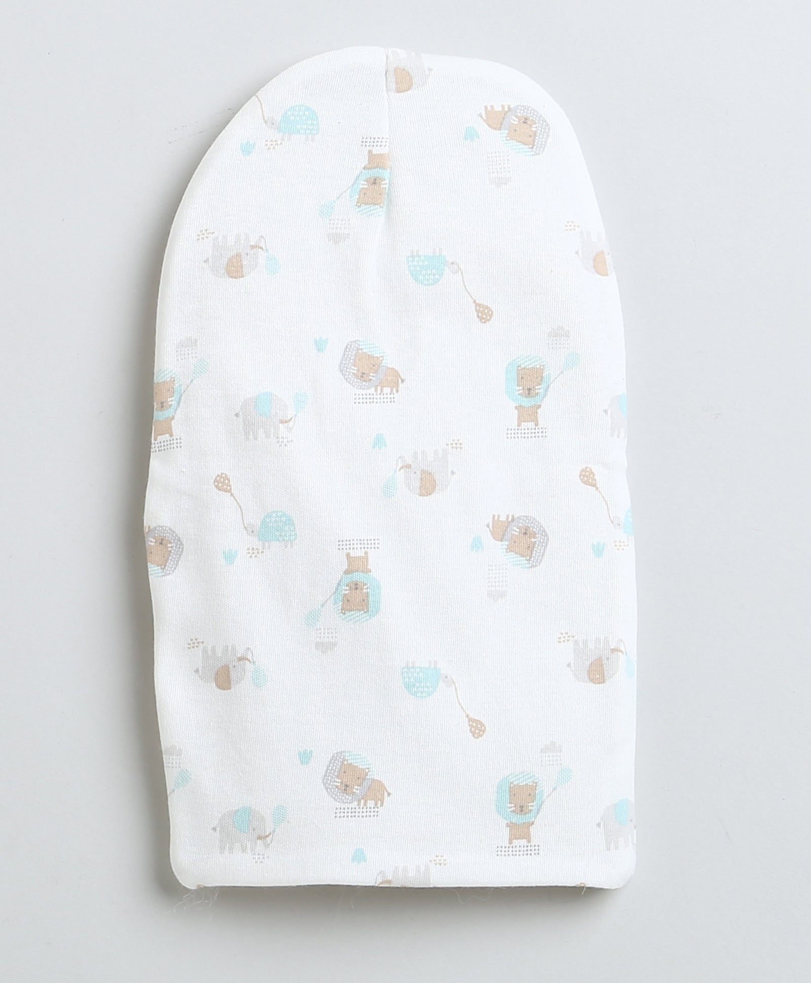 Girls 100% Cotton NA Monkey Cap - Beige & White