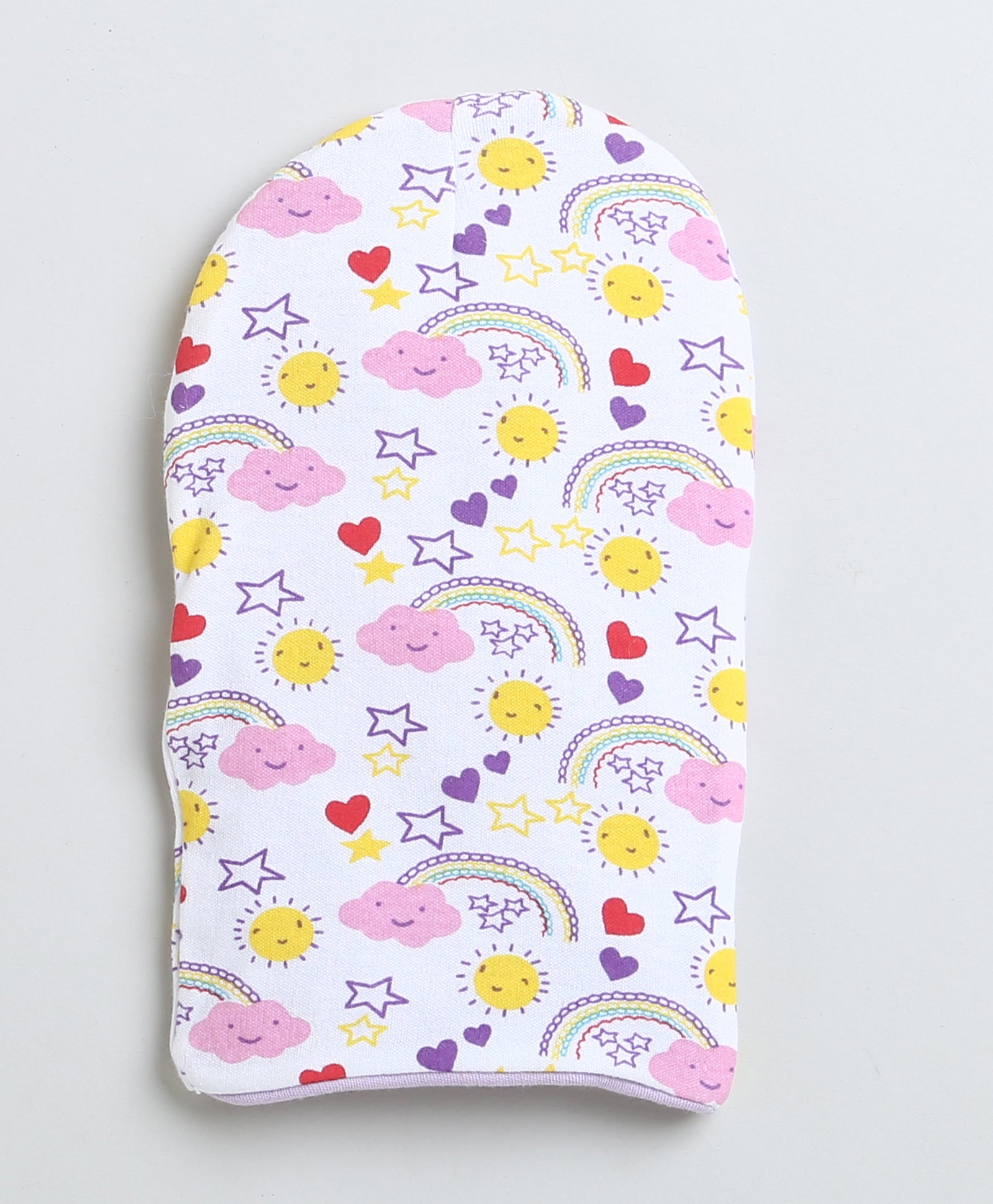 Girls 100% Cotton NA Monkey Cap - White & Lavender