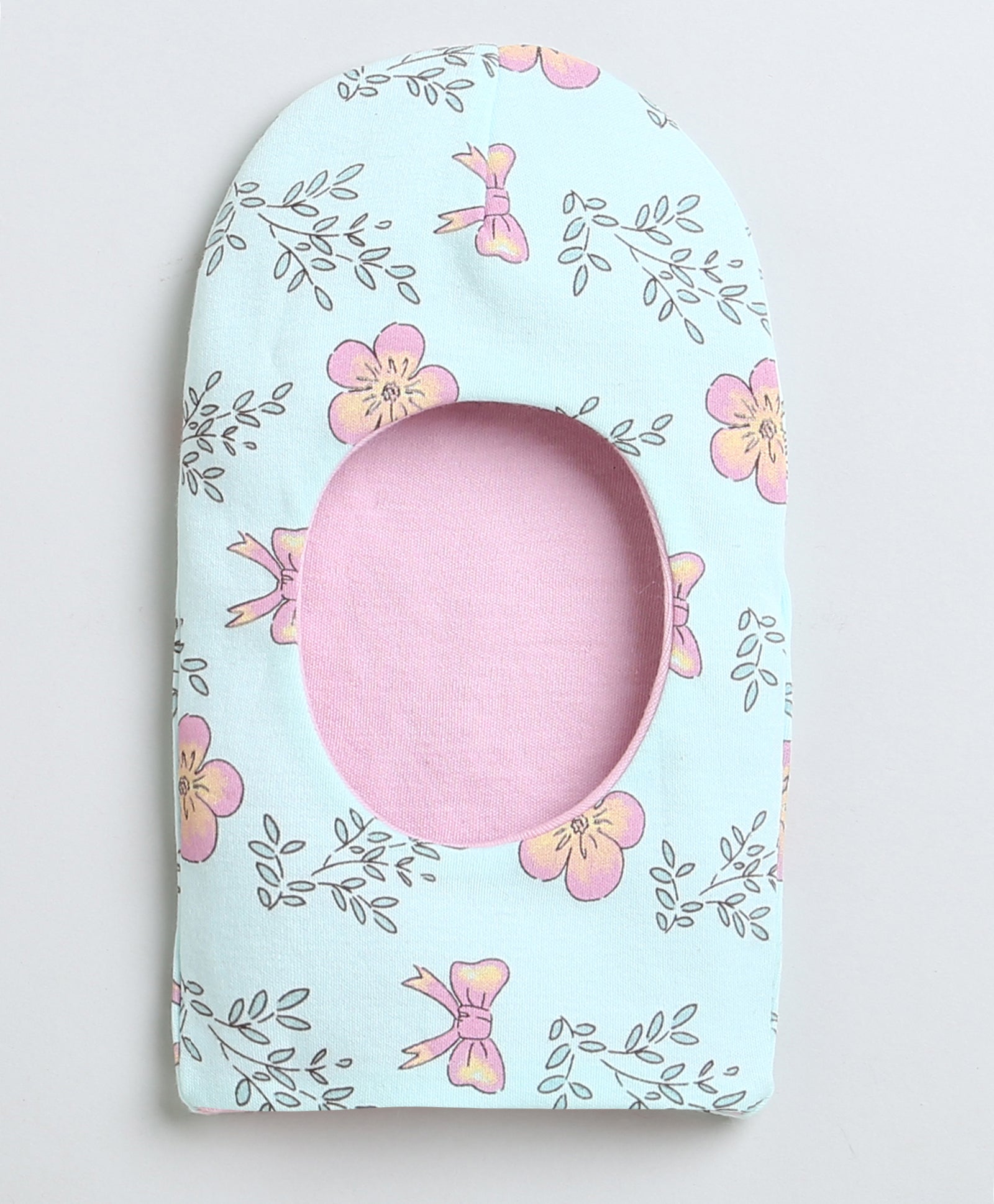 Girls 100% Cotton NA Monkey Cap - Green & Pink