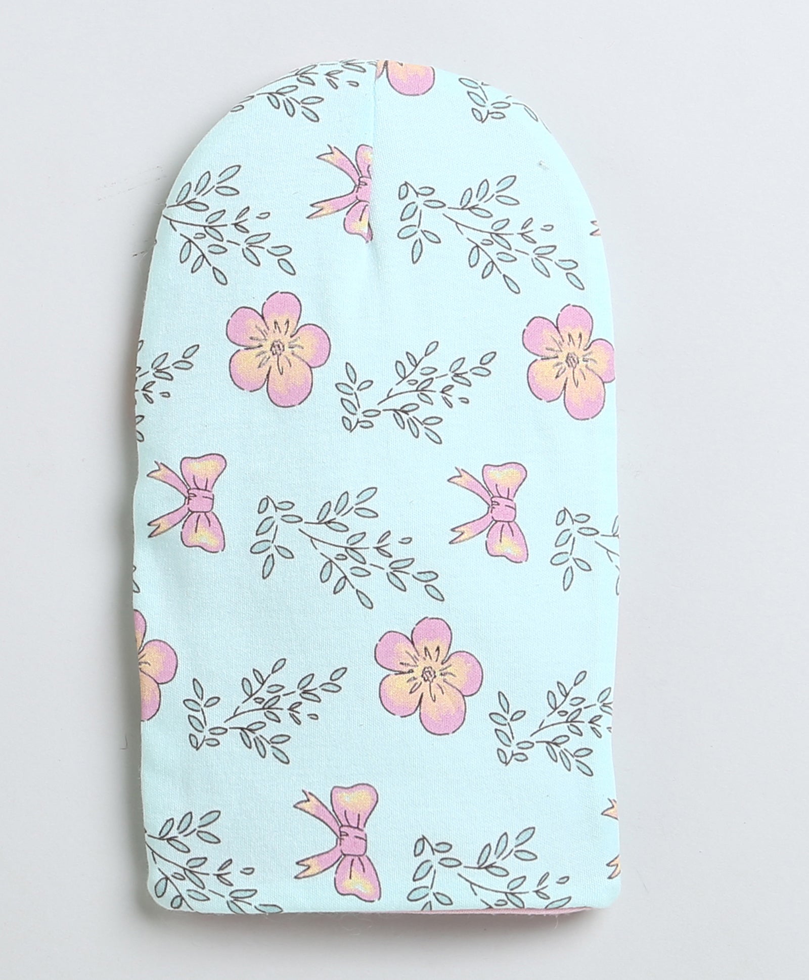 Girls 100% Cotton NA Monkey Cap - Green & Pink