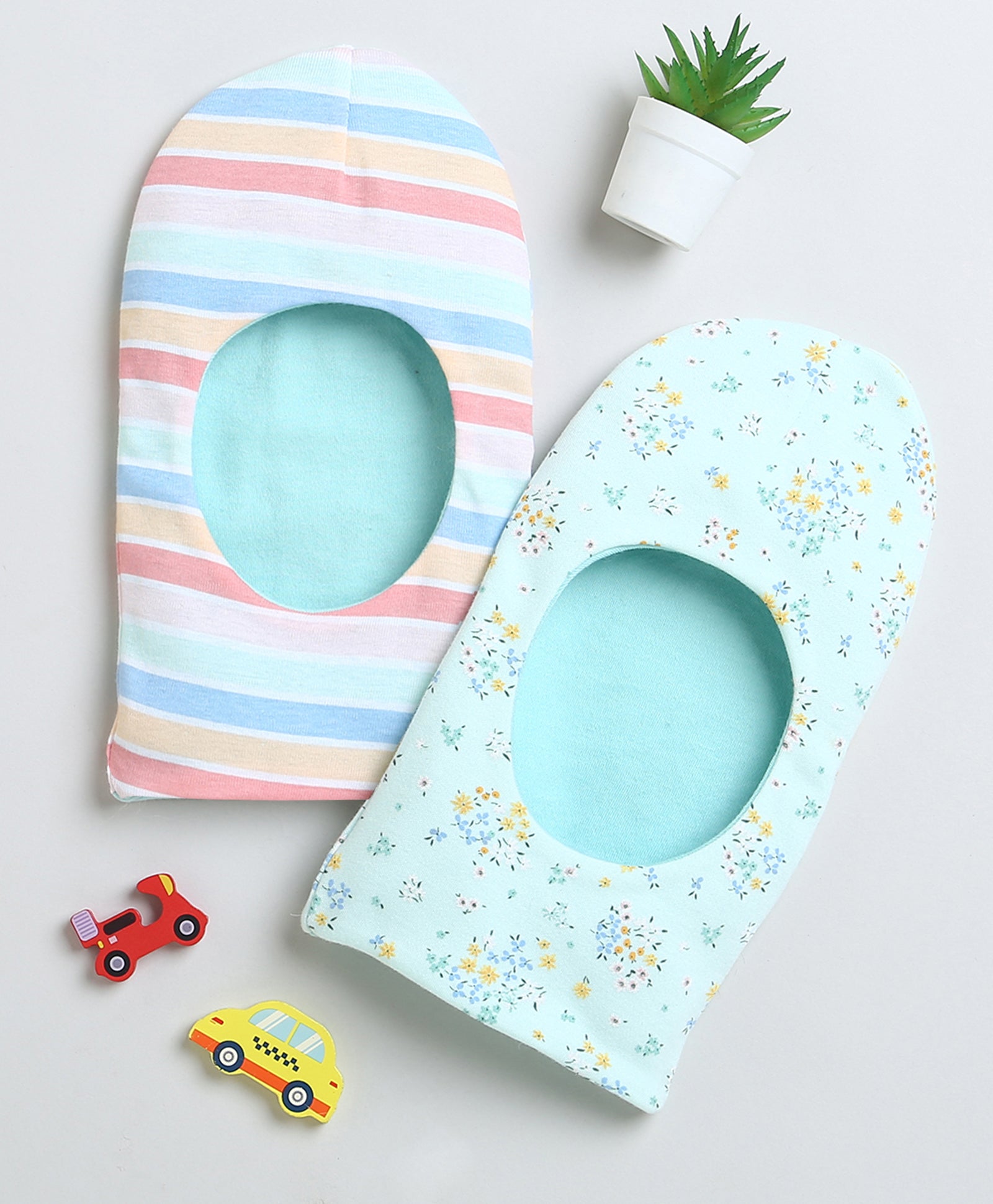 Girls 100% Cotton NA Monkey Cap - Mint & Multi