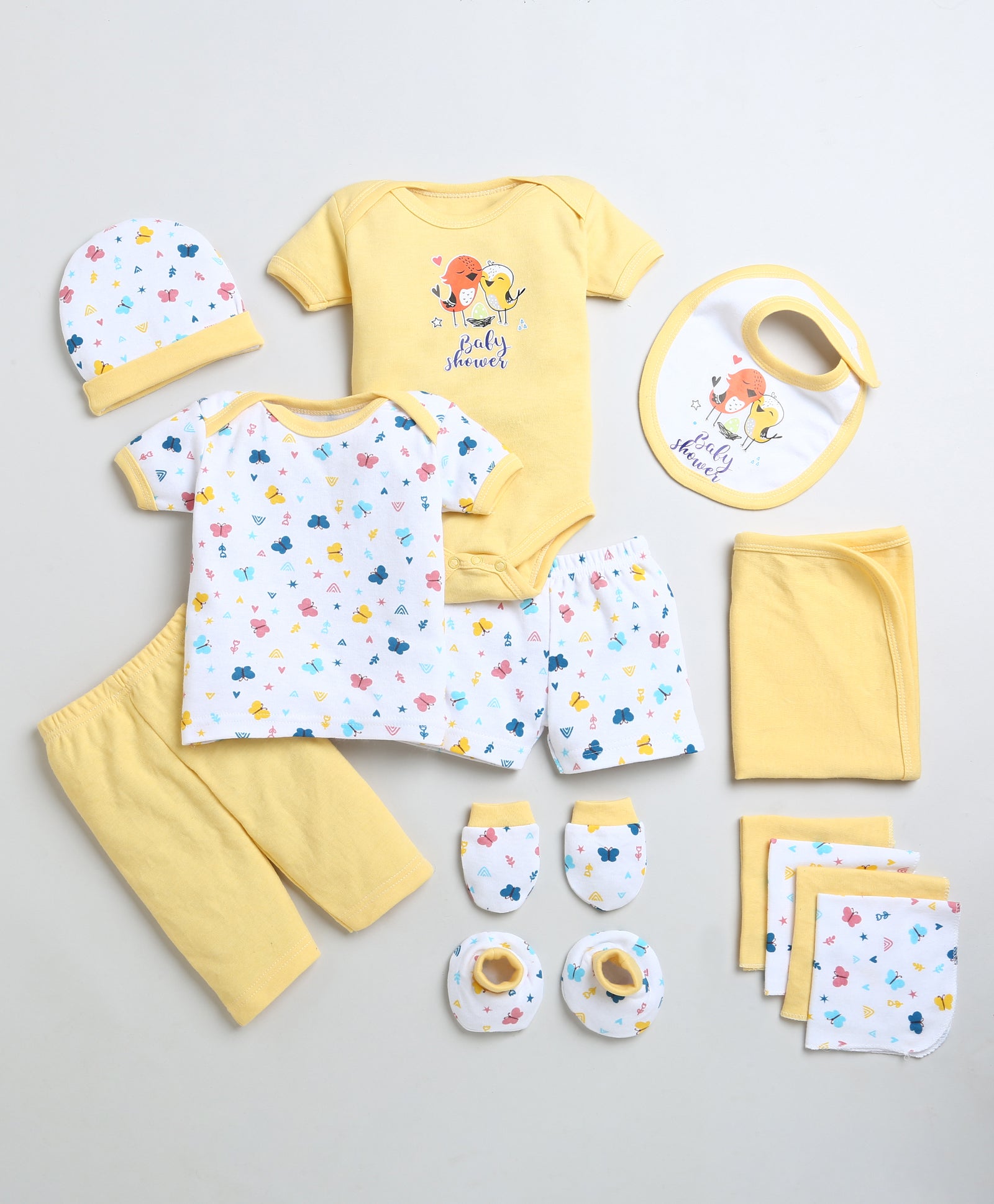 Girls 100% Cotton NA Gift Set - White & Yellow