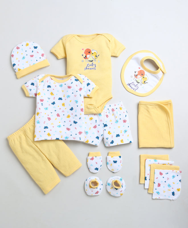 Girls 100% Cotton NA Gift Set - White & Yellow
