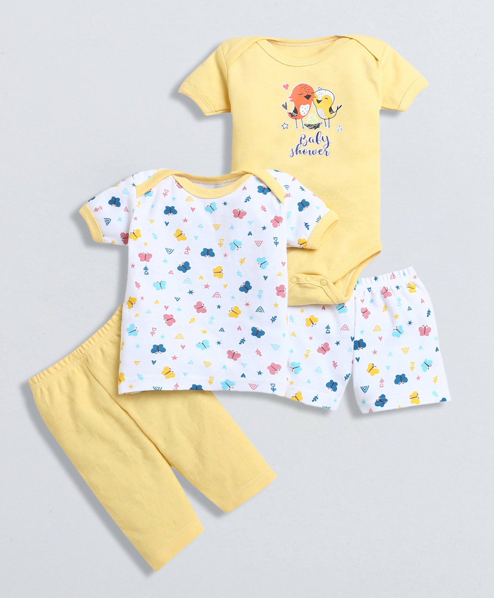 Girls 100% Cotton NA Gift Set - White & Yellow