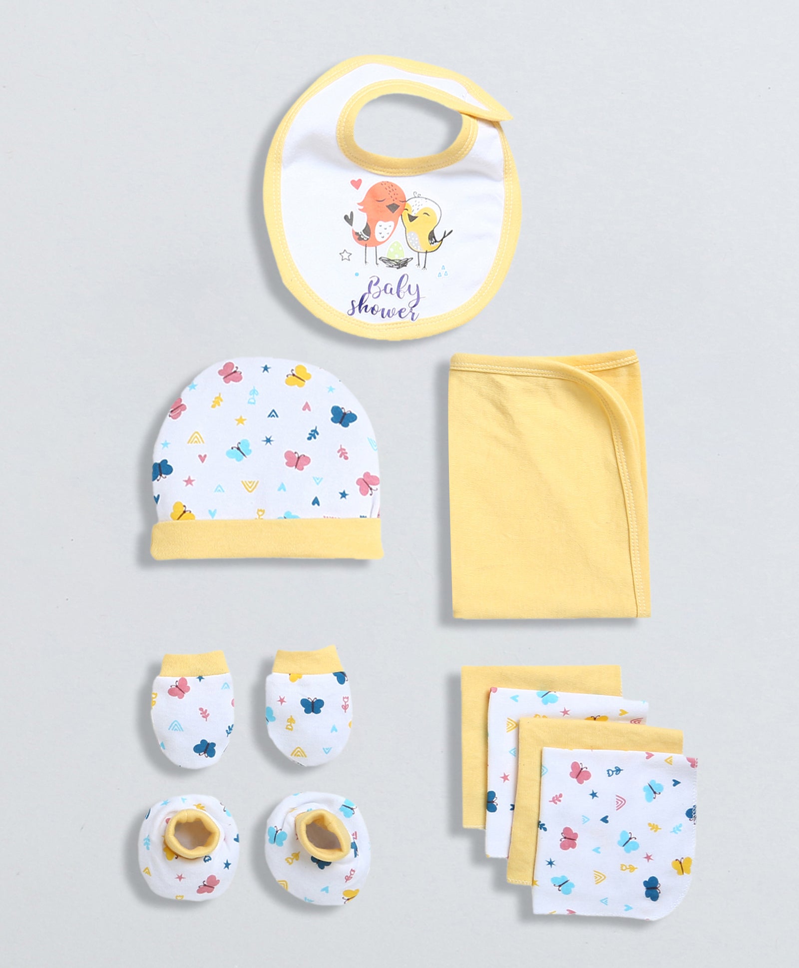 Girls 100% Cotton NA Gift Set - White & Yellow