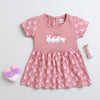 Mauve Girls Cap Sleeves Cotton Knee Length Frock