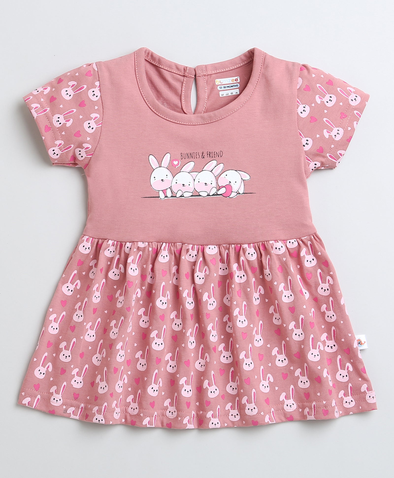 Mauve Girls Cap Sleeves Cotton Knee Length Frock