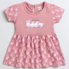 Mauve Girls Cap Sleeves Cotton Knee Length Frock