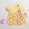 Yellow Girls Half Sleeves Cotton Knee Length Frock