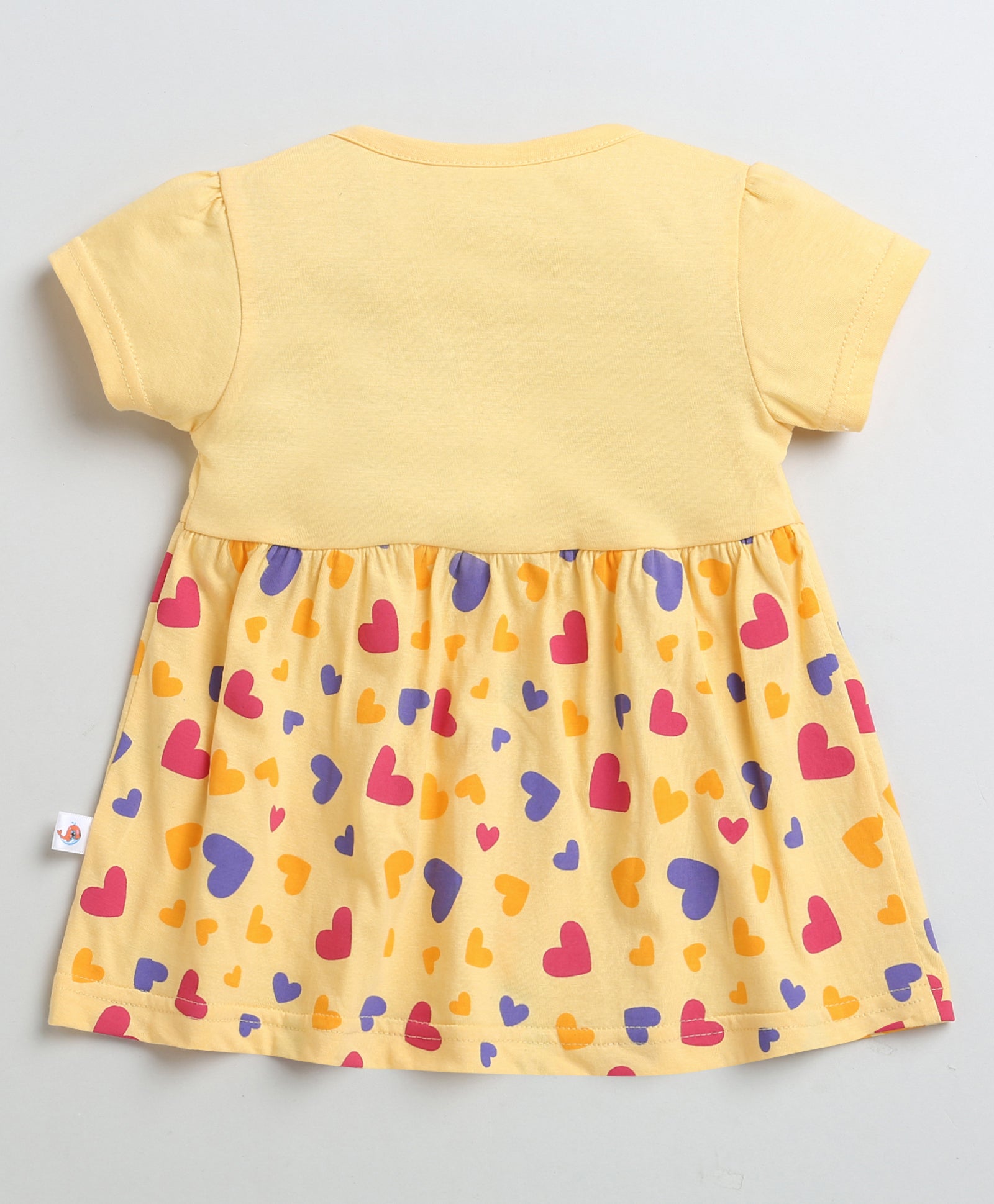 Yellow Girls Half Sleeves Cotton Knee Length Frock