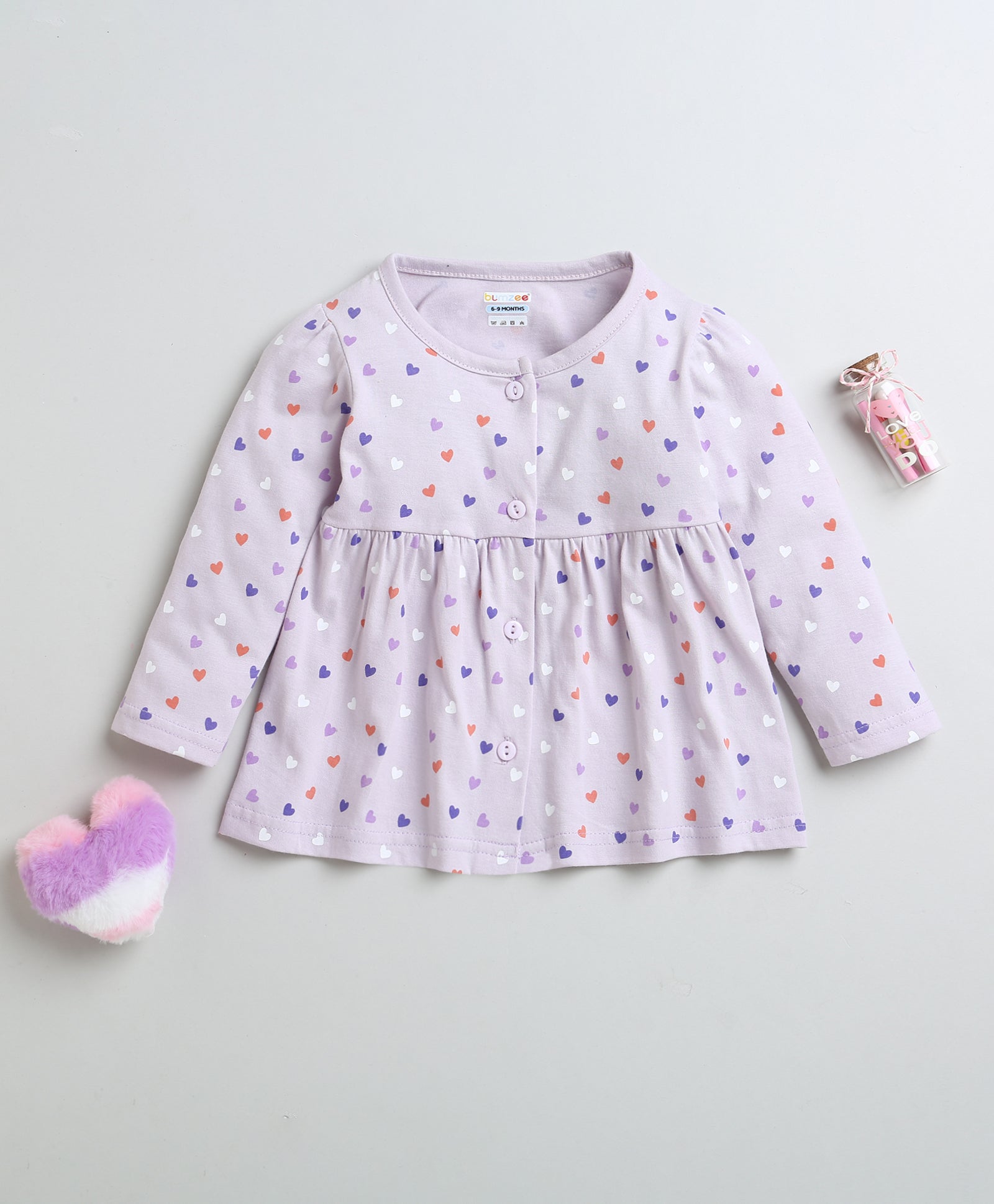 Lilac Girls Full Sleeves Cotton Knee Length Frock