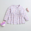 Lilac Girls Full Sleeves Cotton Knee Length Frock