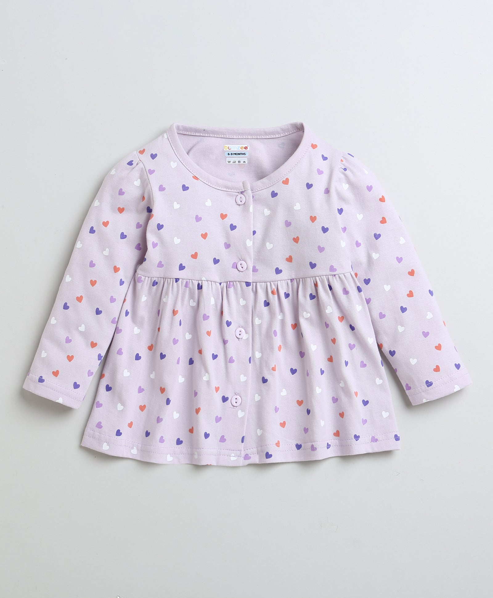 Lilac Girls Full Sleeves Cotton Knee Length Frock