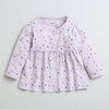 Lilac Girls Full Sleeves Cotton Knee Length Frock