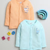 Boys Cotton Blend Solid Thermal Jabla - Orange & Sky Blue