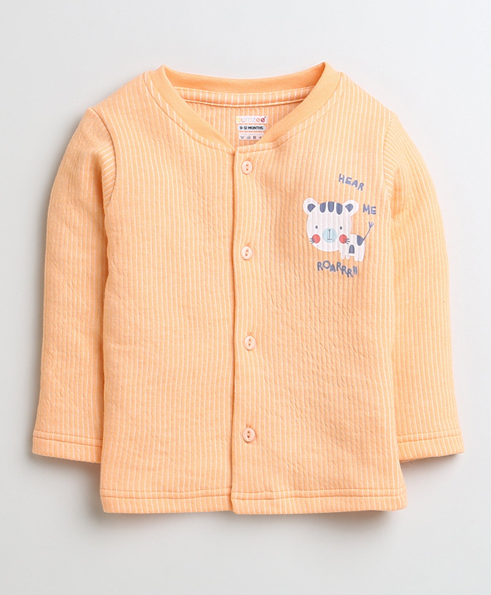 Boys Cotton Blend Solid Thermal Jabla - Orange & Sky Blue
