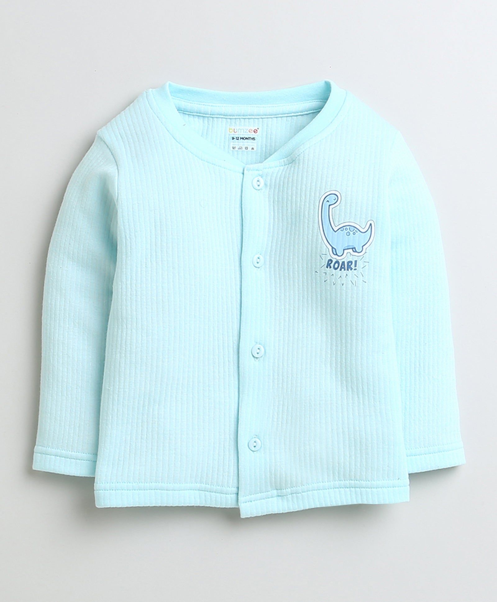 Boys Cotton Blend Solid Thermal Jabla - Orange & Sky Blue