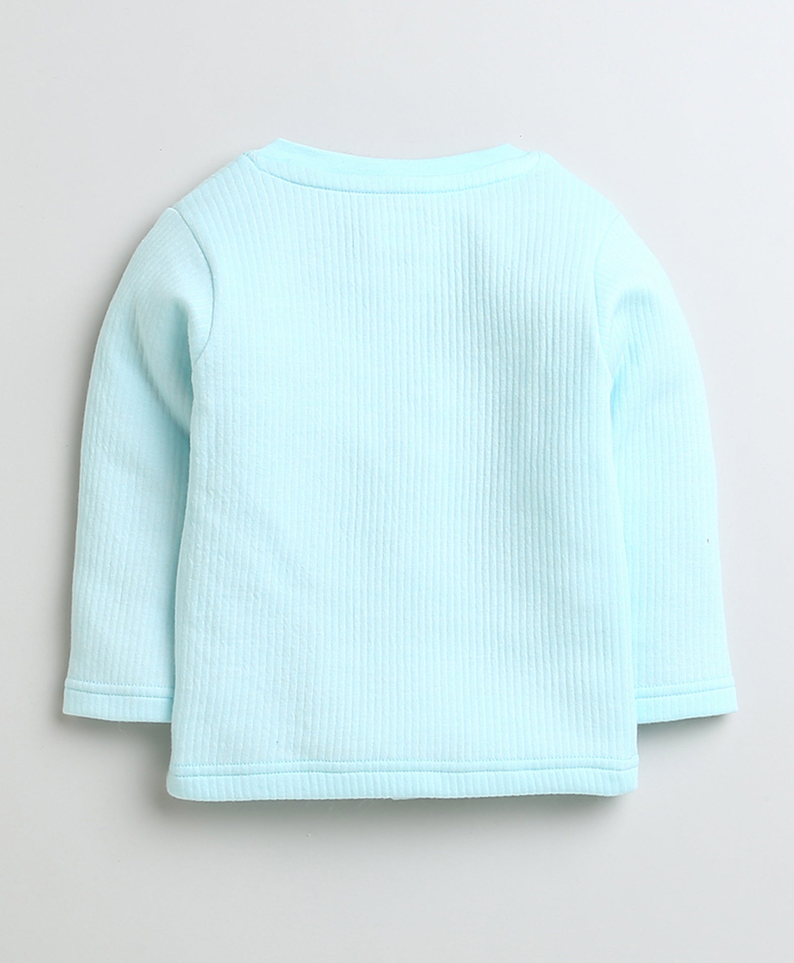 Boys Cotton Blend Solid Thermal Jabla - Orange & Sky Blue