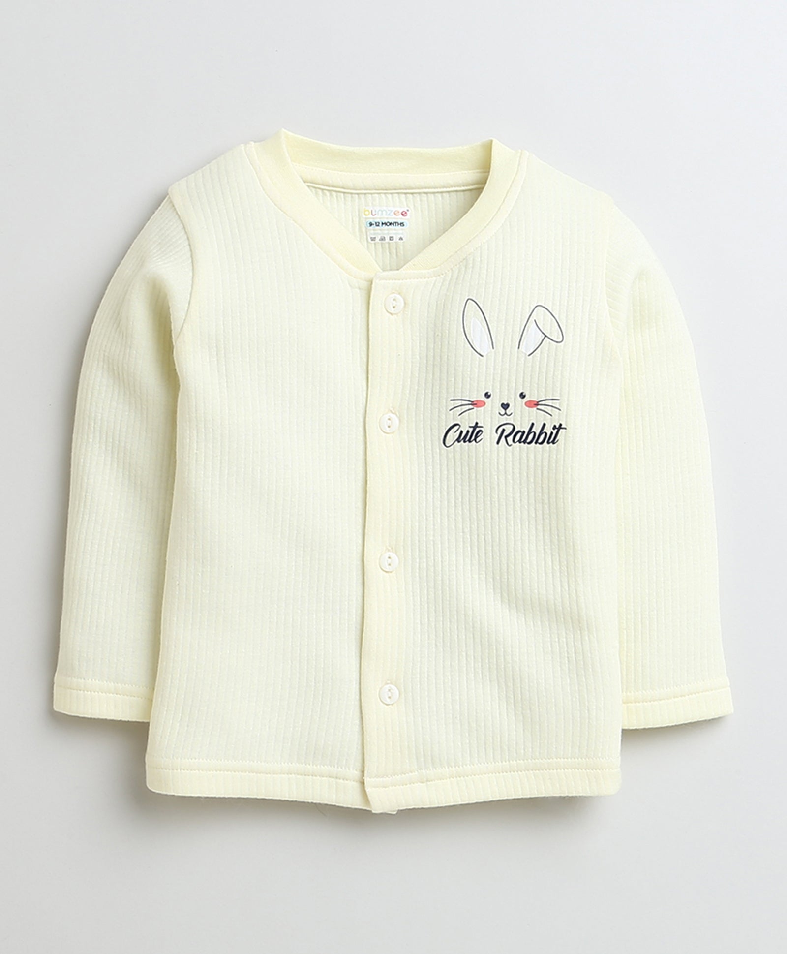 Girls Cotton Blend Solid Thermal Jabla - Yellow & Mauve