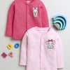 Girls Cotton Blend Solid Thermal Jabla - Pink & Dark Pink