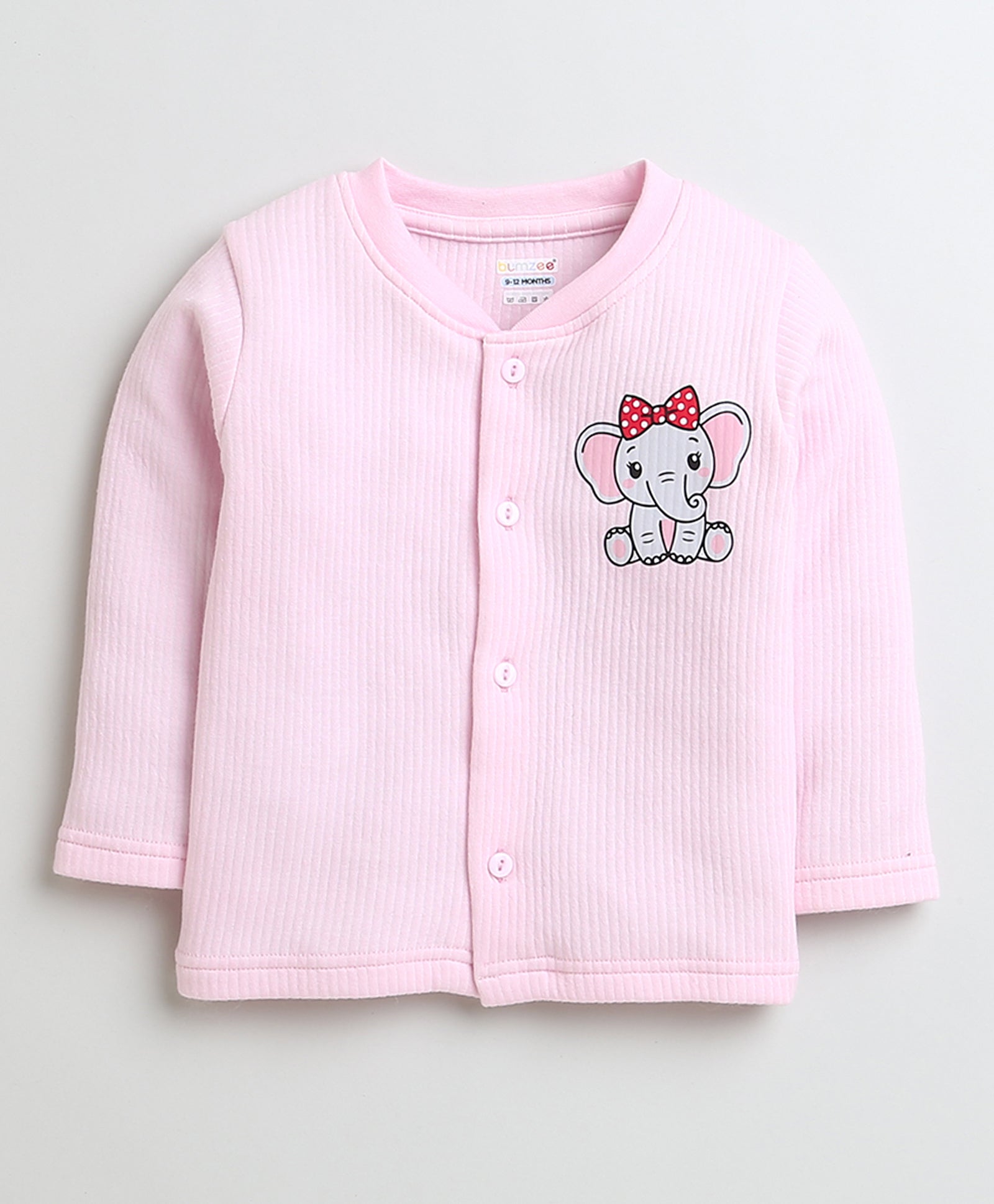 Girls Cotton Blend Solid Thermal Jabla - Pink & Dark Pink