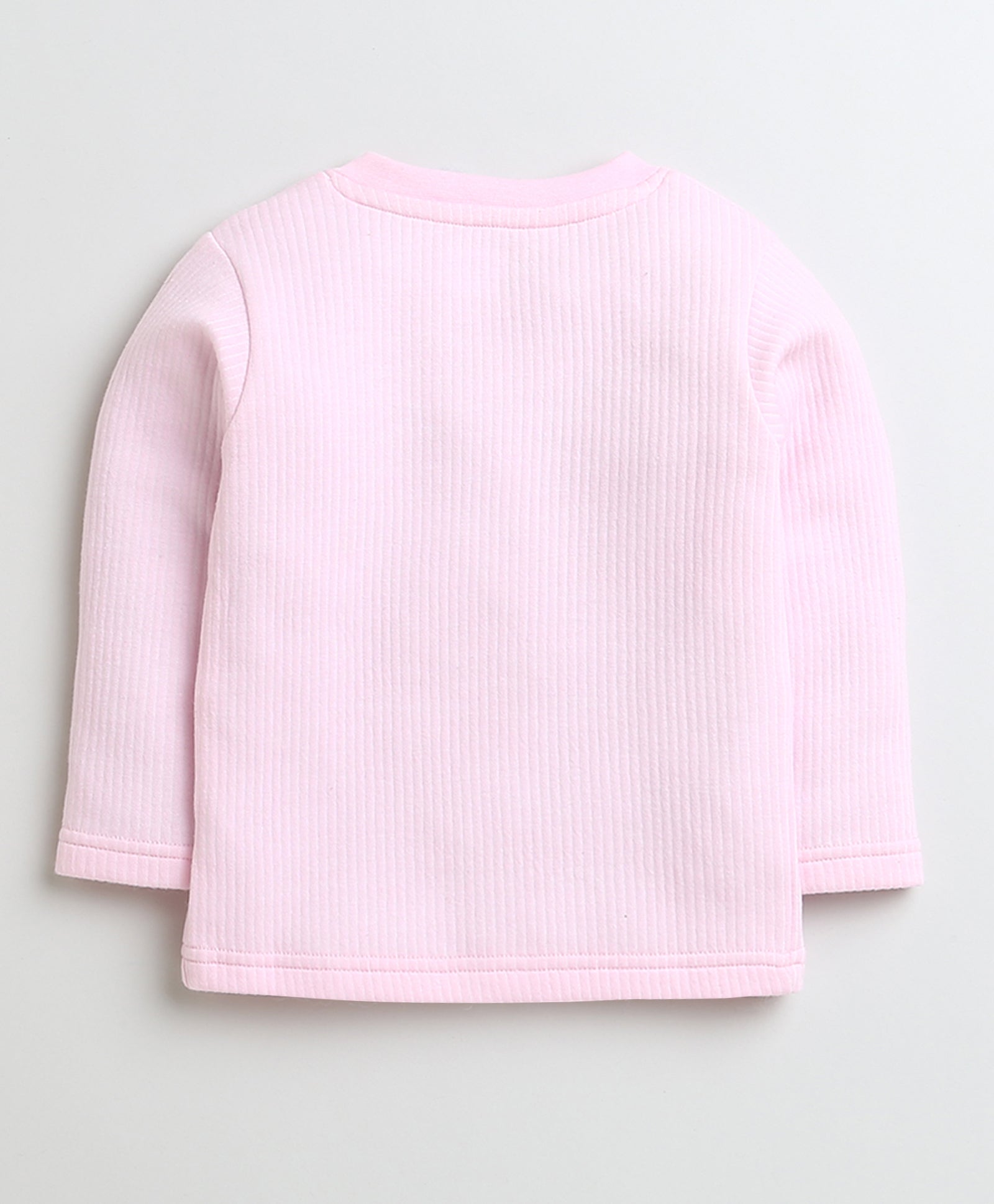 Girls Cotton Blend Solid Thermal Jabla - Pink & Dark Pink