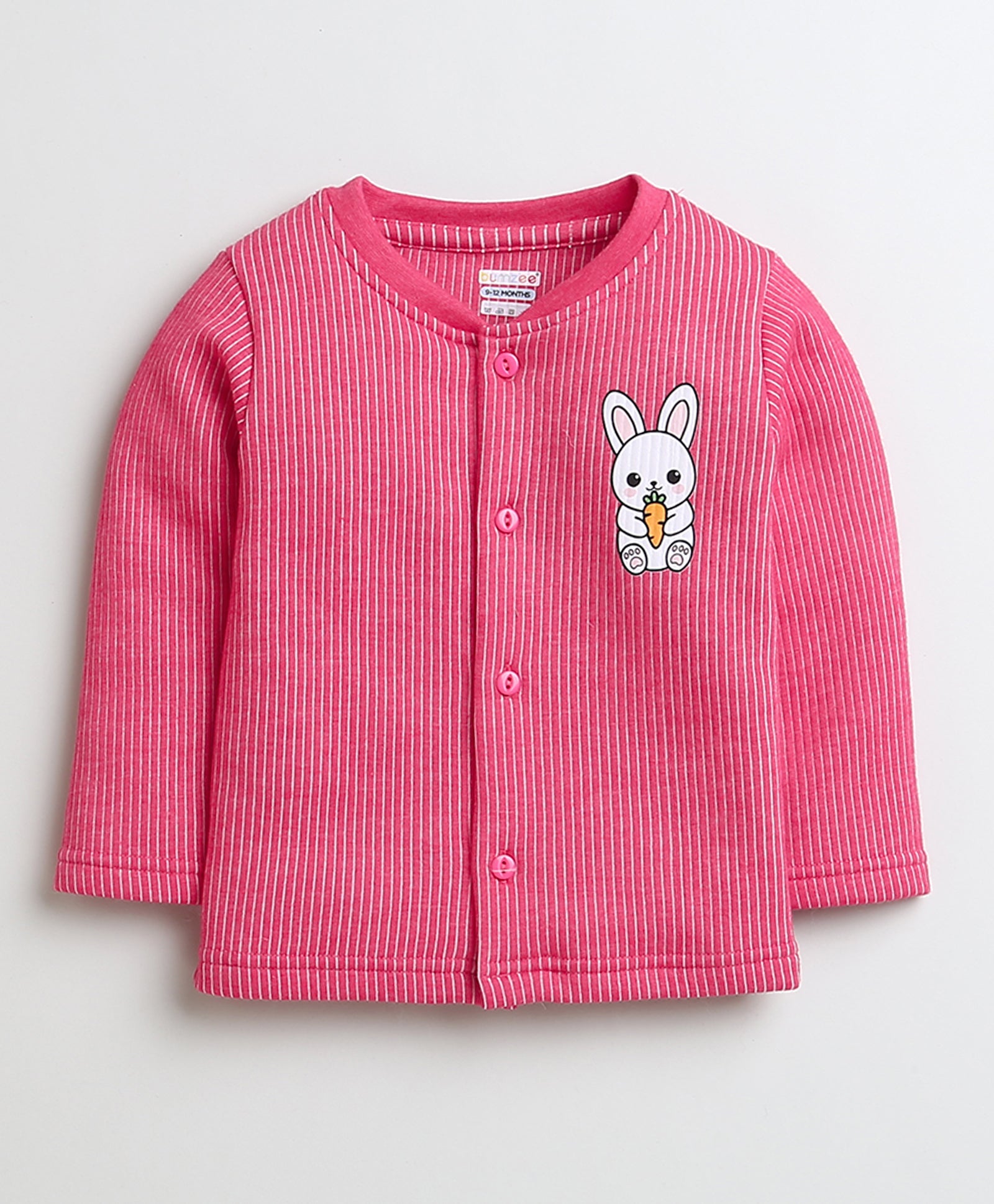 Girls Cotton Blend Solid Thermal Jabla - Pink & Dark Pink