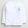 Boys Cotton Blend Solid Thermal T-Shirt - White & Charcoal Grey