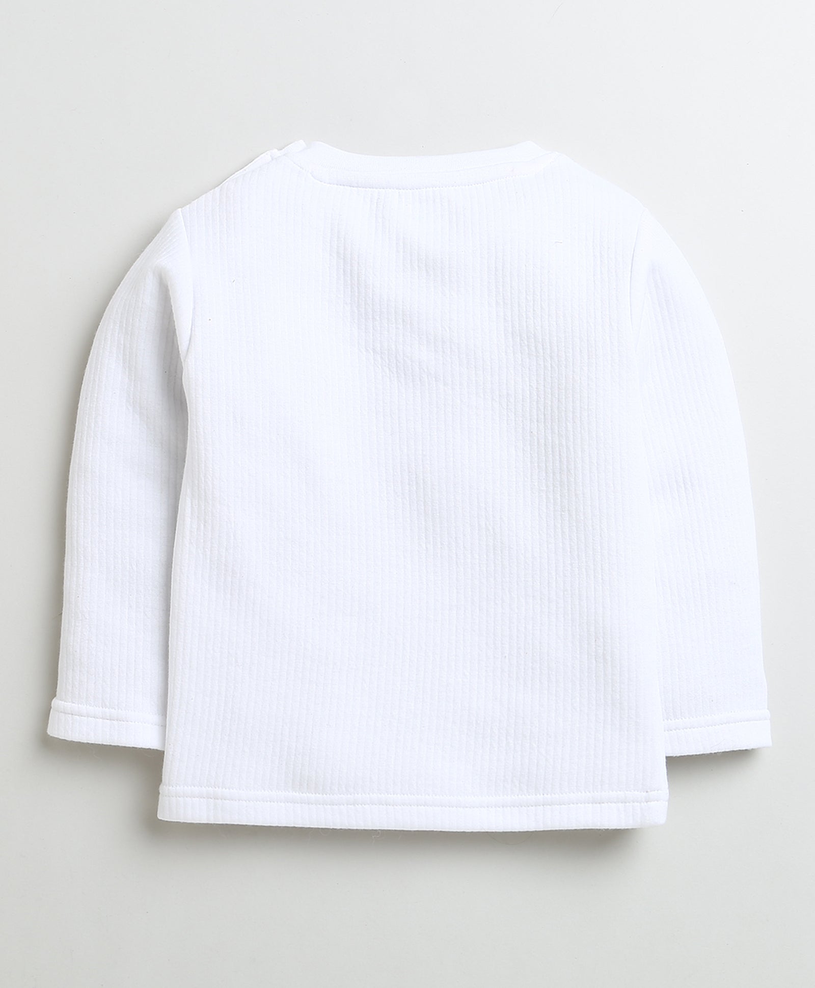Boys Cotton Blend Solid Thermal T-Shirt - White & Charcoal Grey