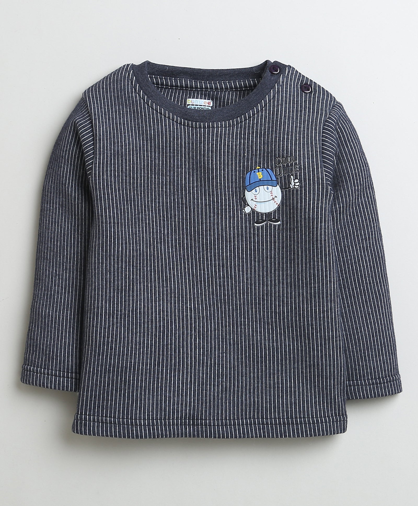 Boys Cotton Blend Solid Thermal T-Shirt - White & Charcoal Grey