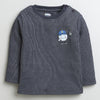 Boys Cotton Blend Solid Thermal T-Shirt - White & Charcoal Grey