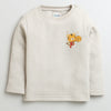 Boys Cotton Blend Solid Thermal T-Shirt - Beige & Indigo Blue