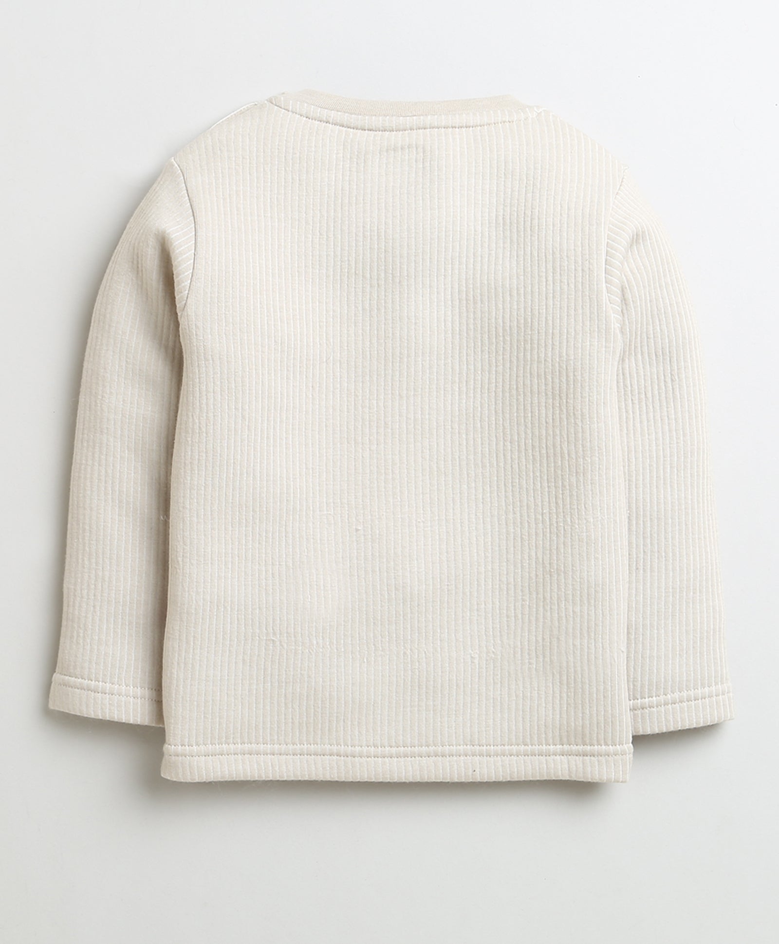 Boys Cotton Blend Solid Thermal T-Shirt - Beige & Indigo Blue