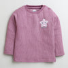 Girls Cotton Blend Solid Thermal T-Shirt - Sky Blue & Mauve