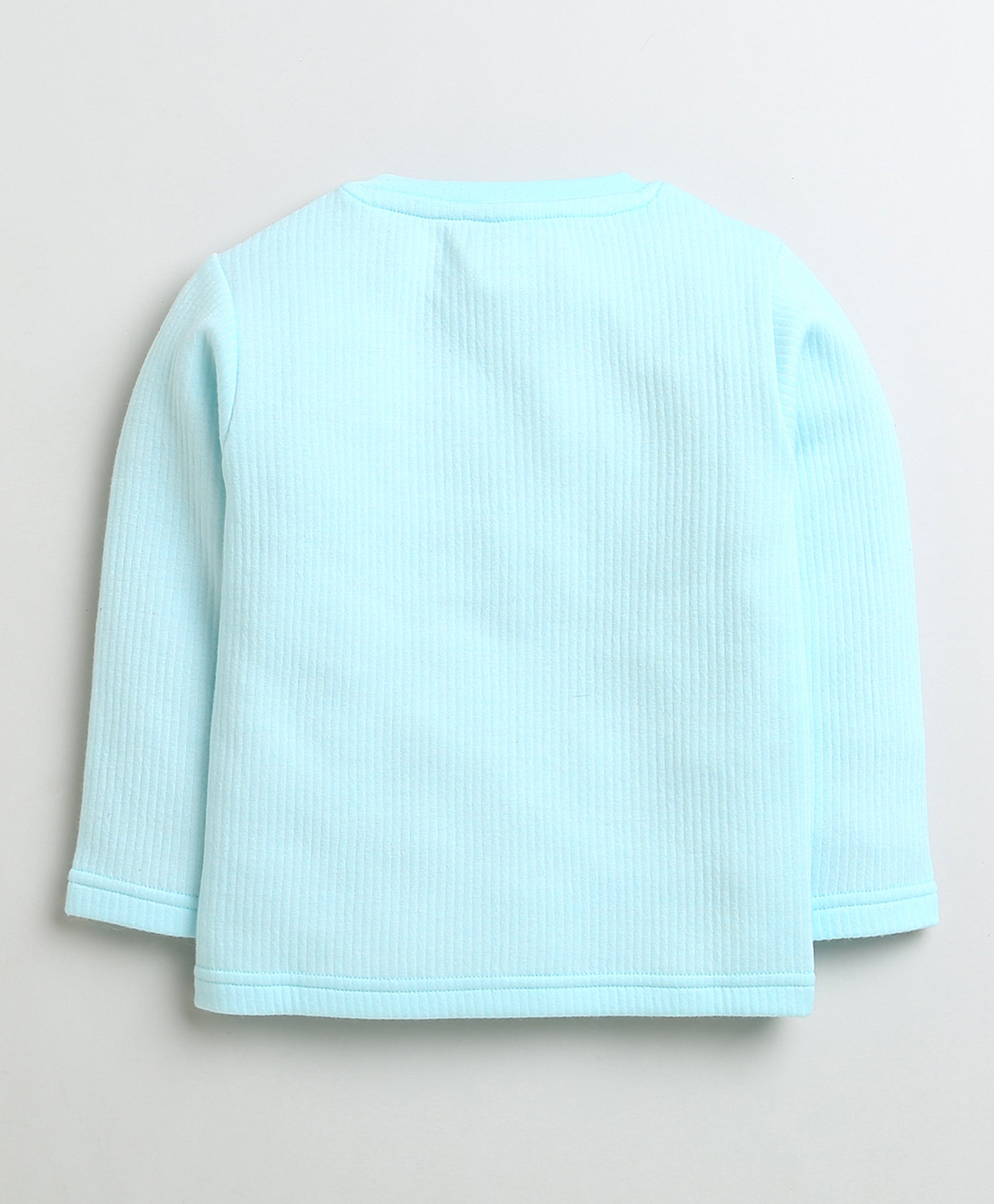 Girls Cotton Blend Solid Thermal T-Shirt - Sky Blue & Mauve