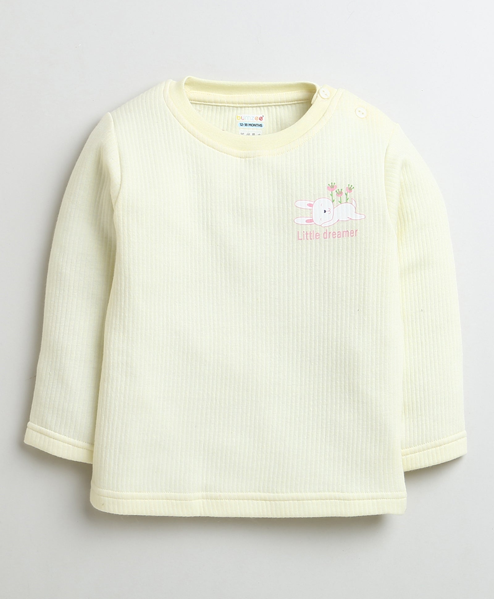 Girls Cotton Blend Solid Thermal T-Shirt - Pink & Yellow