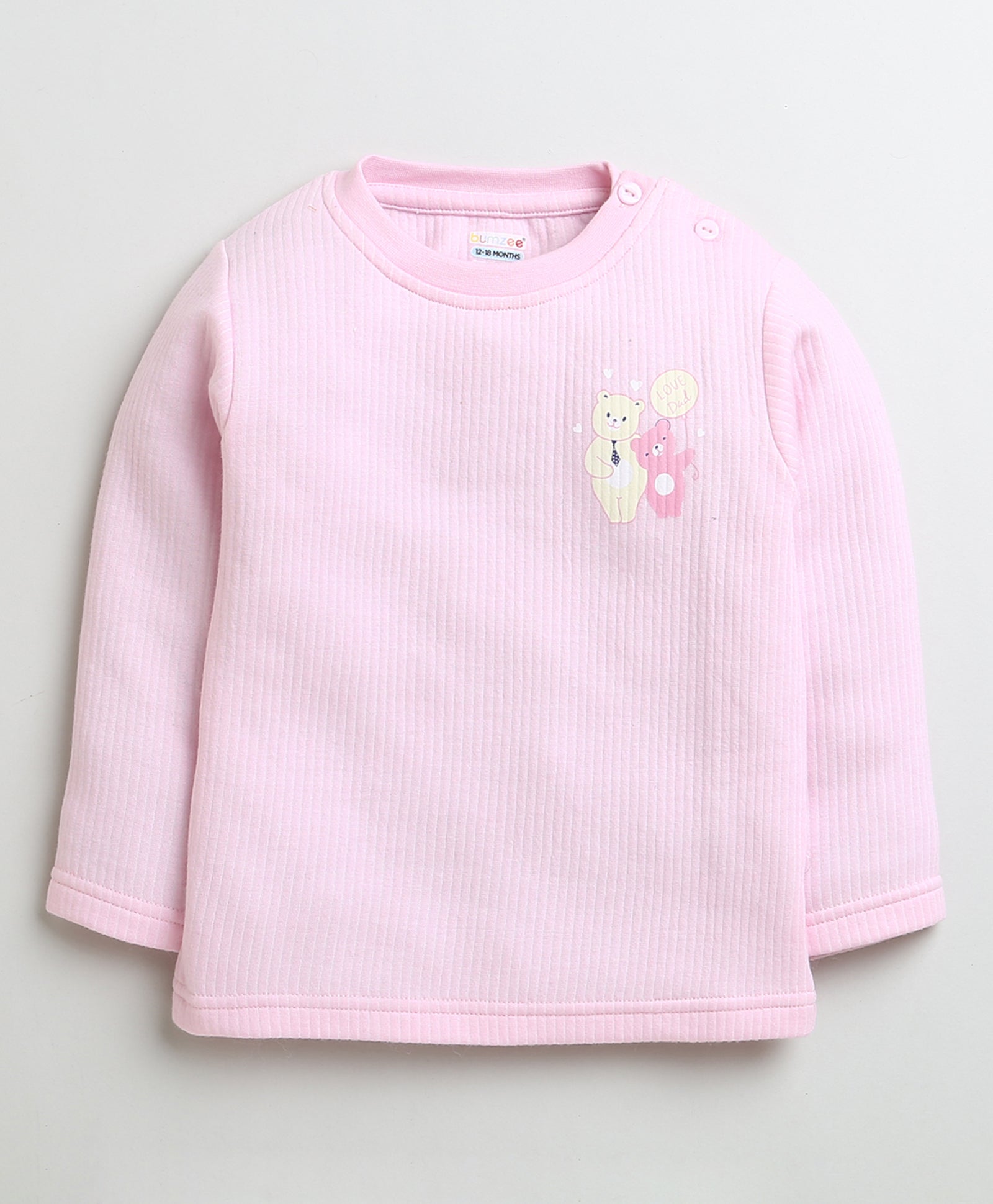 Girls Cotton Blend Solid Thermal T-Shirt - Pink & Yellow