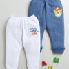 Boys Cotton Blend Solid Thermal Jogger - White & Indigo Blue