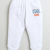 Boys Cotton Blend Solid Thermal Jogger - White & Indigo Blue