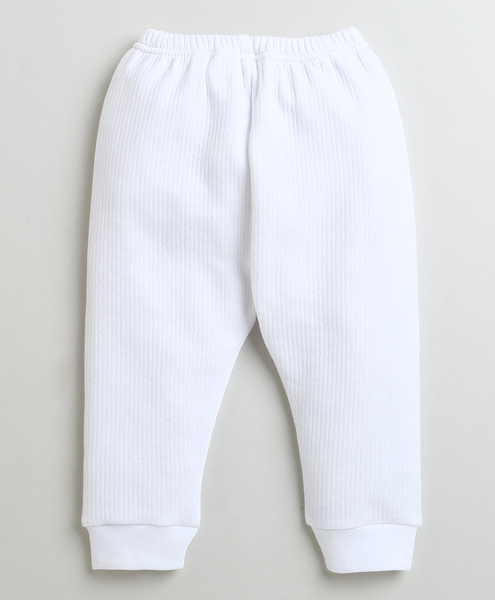 Boys Cotton Blend Solid Thermal Jogger - White & Indigo Blue
